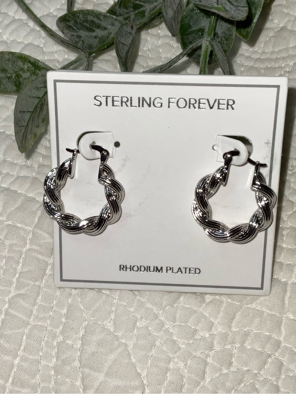 Sterling Forever Twisted Silver Hoop Earrings